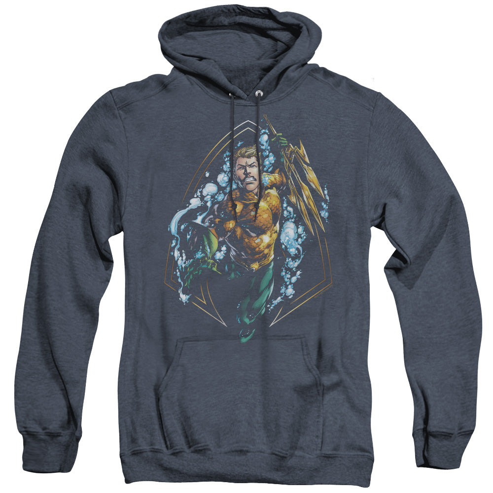 Justice League Of America Thrashing Heather Mens Hoodie Navy