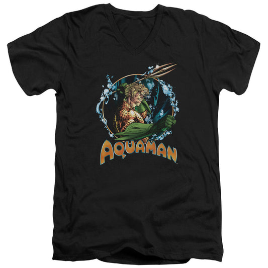 Justice League Ruler of the Seas Mens Slim Fit V-Neck T Shirt Black