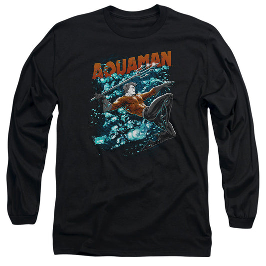 Jla Aqua Bubbles Mens Long Sleeve Shirt Black Officially Licensed