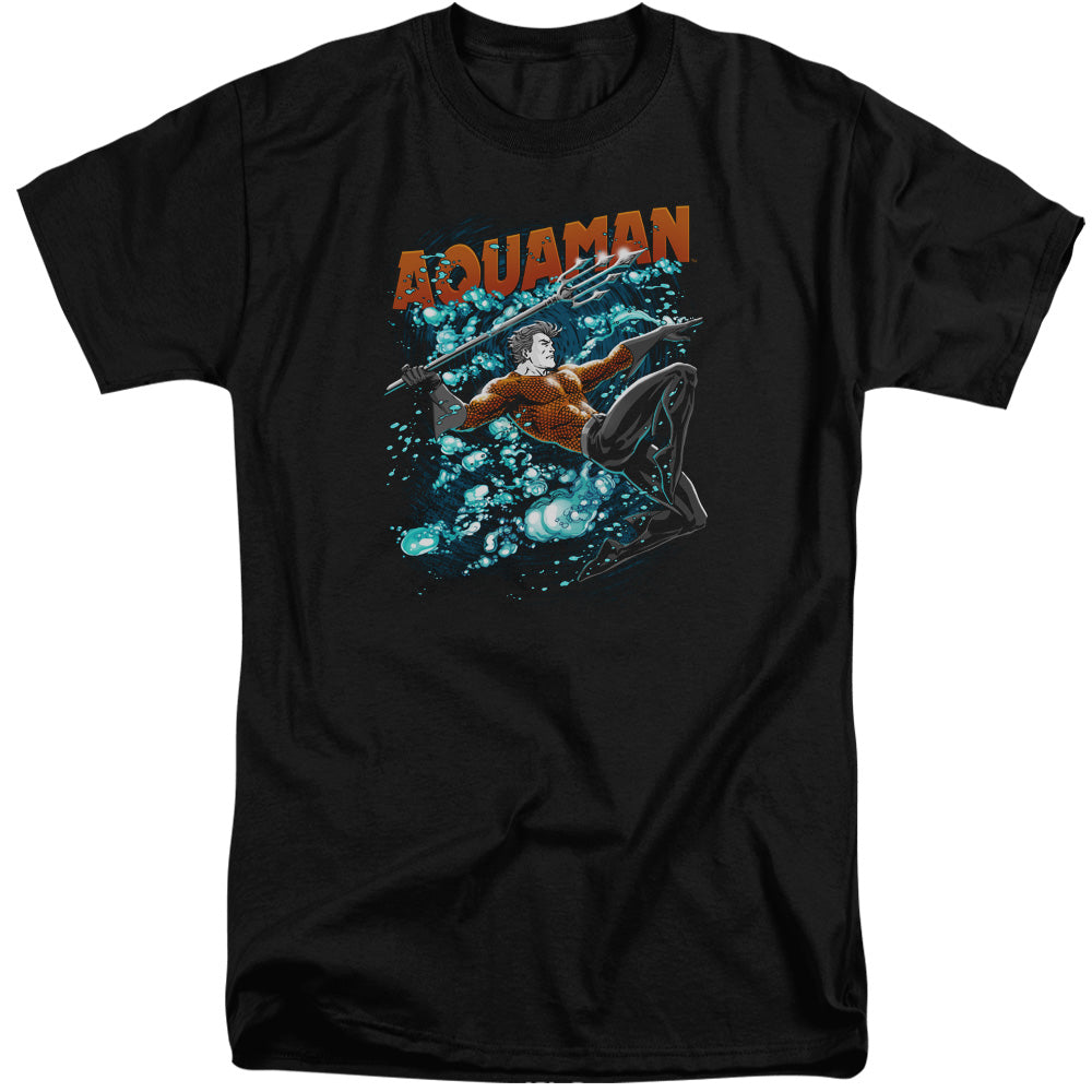 Justice League Aqua Bubbles Mens Tall T Shirt Black