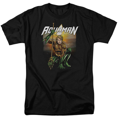 Justice League Beach Sunset Mens T Shirt Black