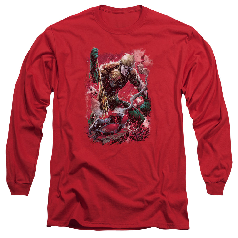 Jla Finished Mens Long Sleeve Shirt Red Officially Licensed