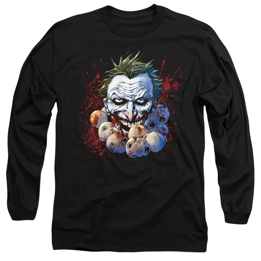 Justice League Doll Heads Mens Long Sleeve Shirt Black