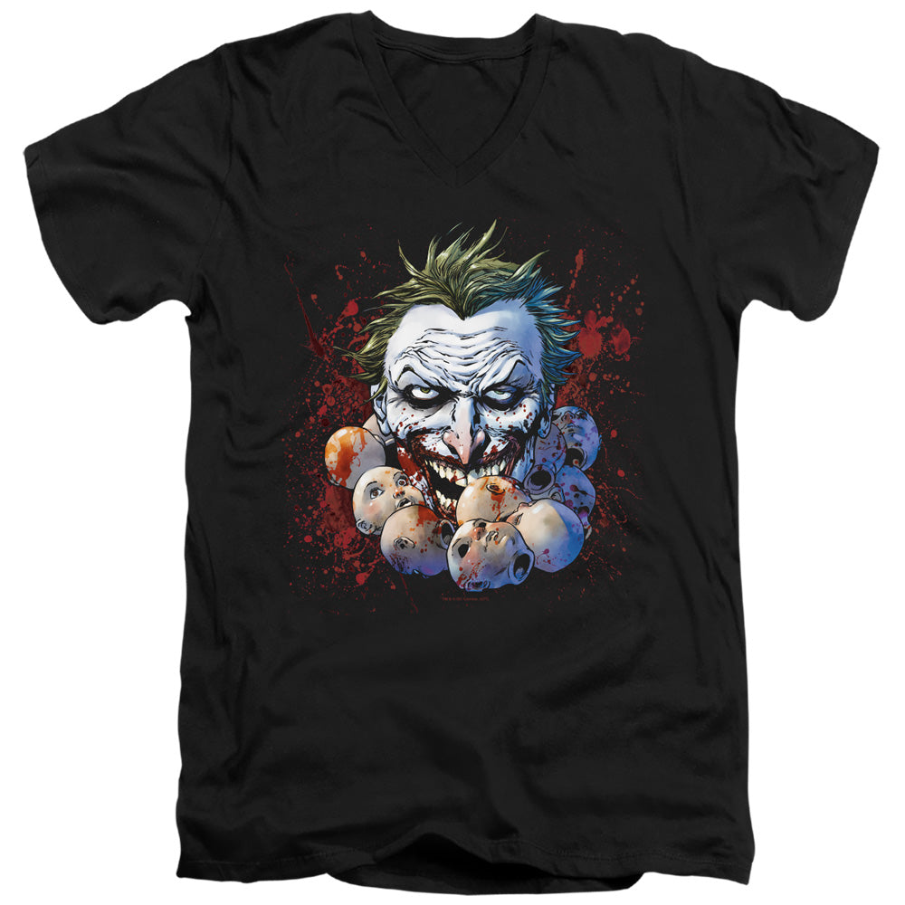 Justice League Doll Heads Mens Slim Fit V-Neck T Shirt Black
