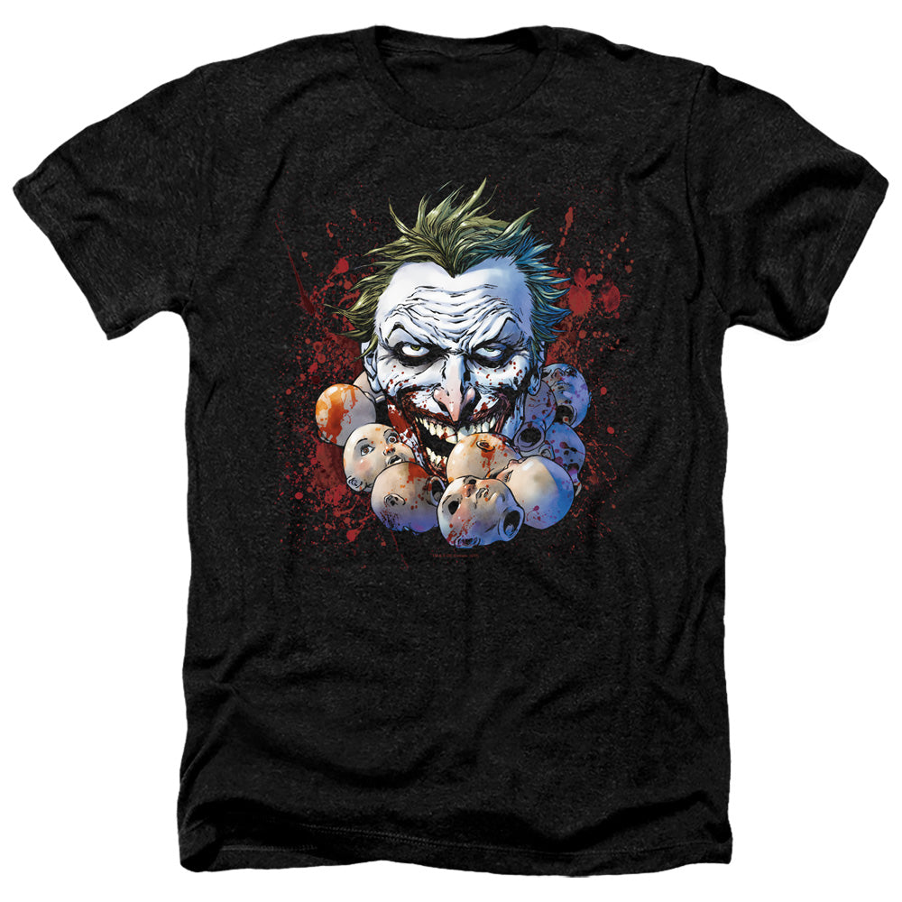 Justice League Doll Heads Heather Mens T Shirt Black