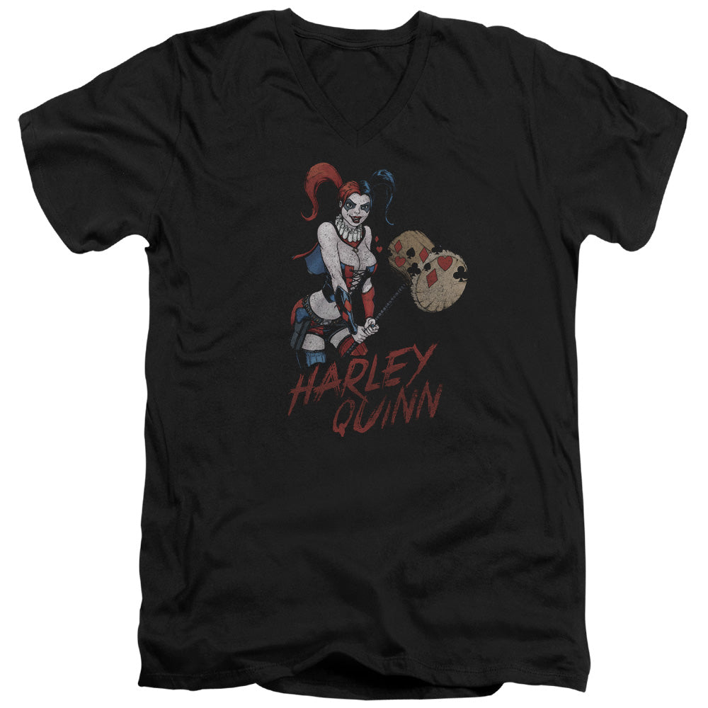 Justice League Harley Hammer Mens Slim Fit V-Neck T Shirt Black