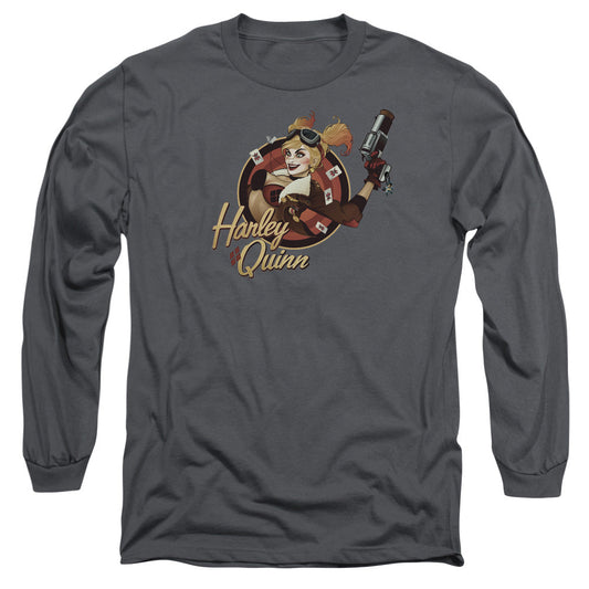 Jla Harley Bomber Mens Long Sleeve Shirt Charcoal Officially Licensed