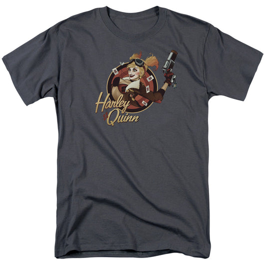 Justice League Harley Bomber Mens T Shirt Charcoal
