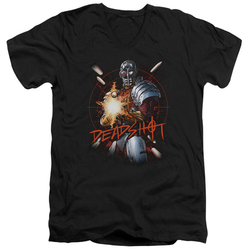 Justice League Deadshot Mens Slim Fit V-Neck T Shirt Black