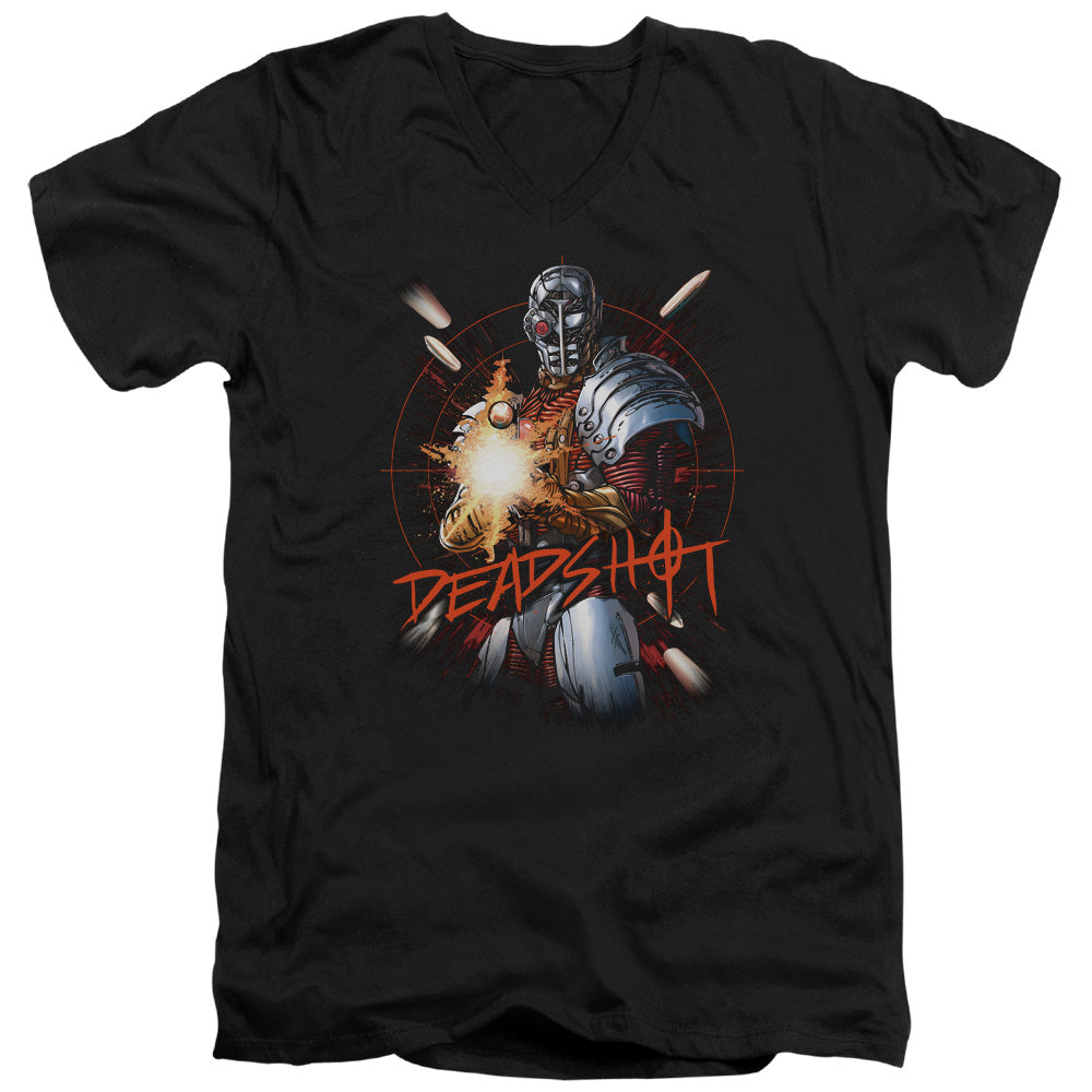 Justice League Deadshot Mens Slim Fit V-Neck T Shirt Black