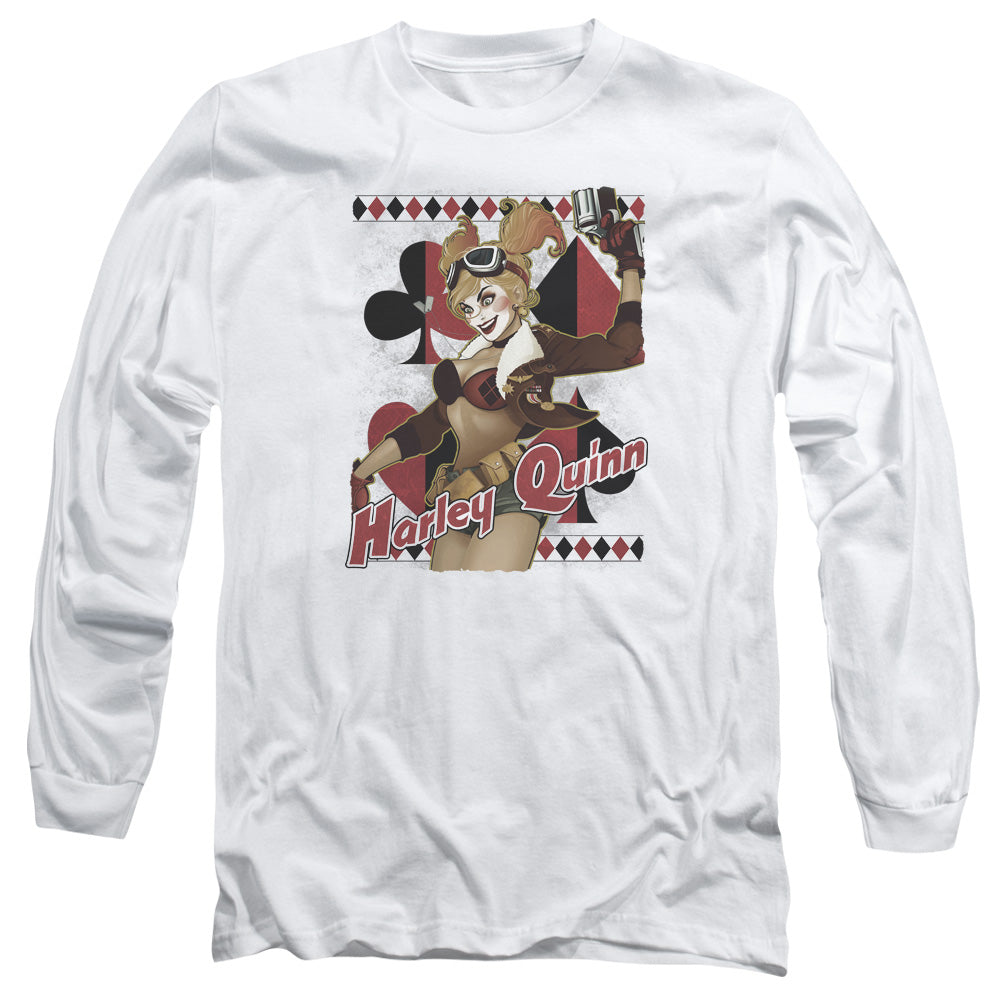 Justice League Harley Bombshetll Mens Long Sleeve Shirt White