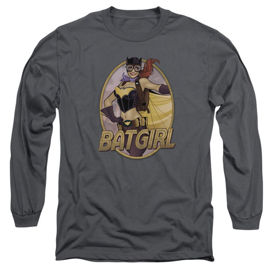 Jla Batgirl Bombshell Mens Long Sleeve Shirt Charcoal Officially Licensed