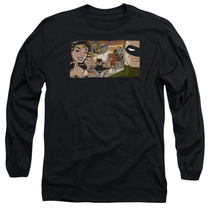 Jla Cinematic League Mens Long Sleeve Shirt Black Officially Licensed