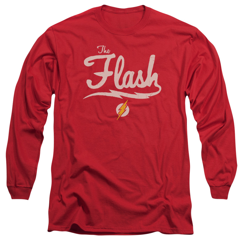Jla Old School Flash Mens Long Sleeve Shirt Red Officially Licensed