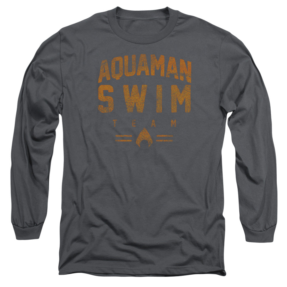 Justice League Swin Team Mens Long Sleeve Shirt Charcoal