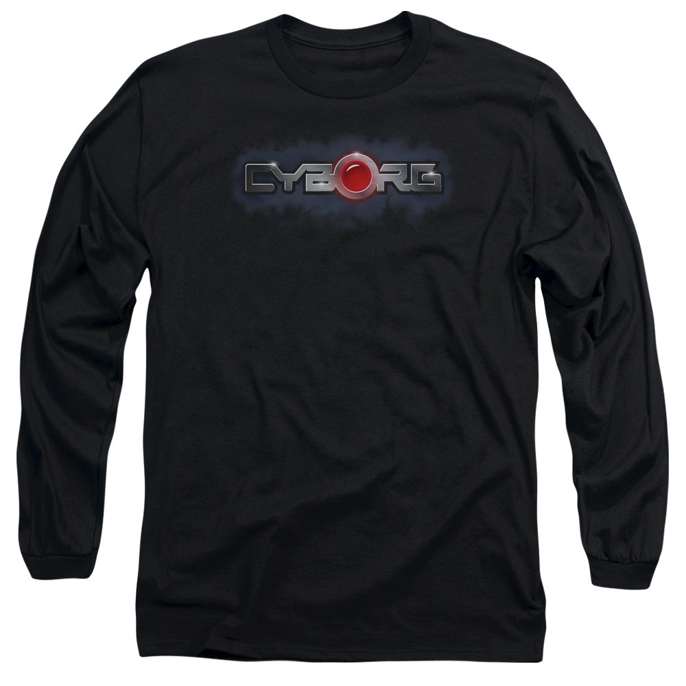 Justice League Cyborg Title Mens Long Sleeve Shirt Black