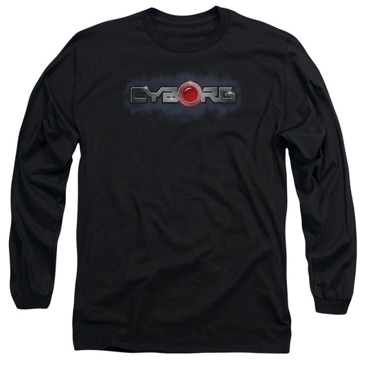 Justice League Cyborg Title Mens Long Sleeve Shirt Black
