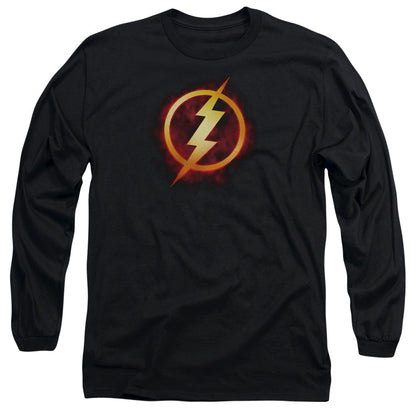 Jla Flash Title Mens Long Sleeve Shirt Black Officially Licensed