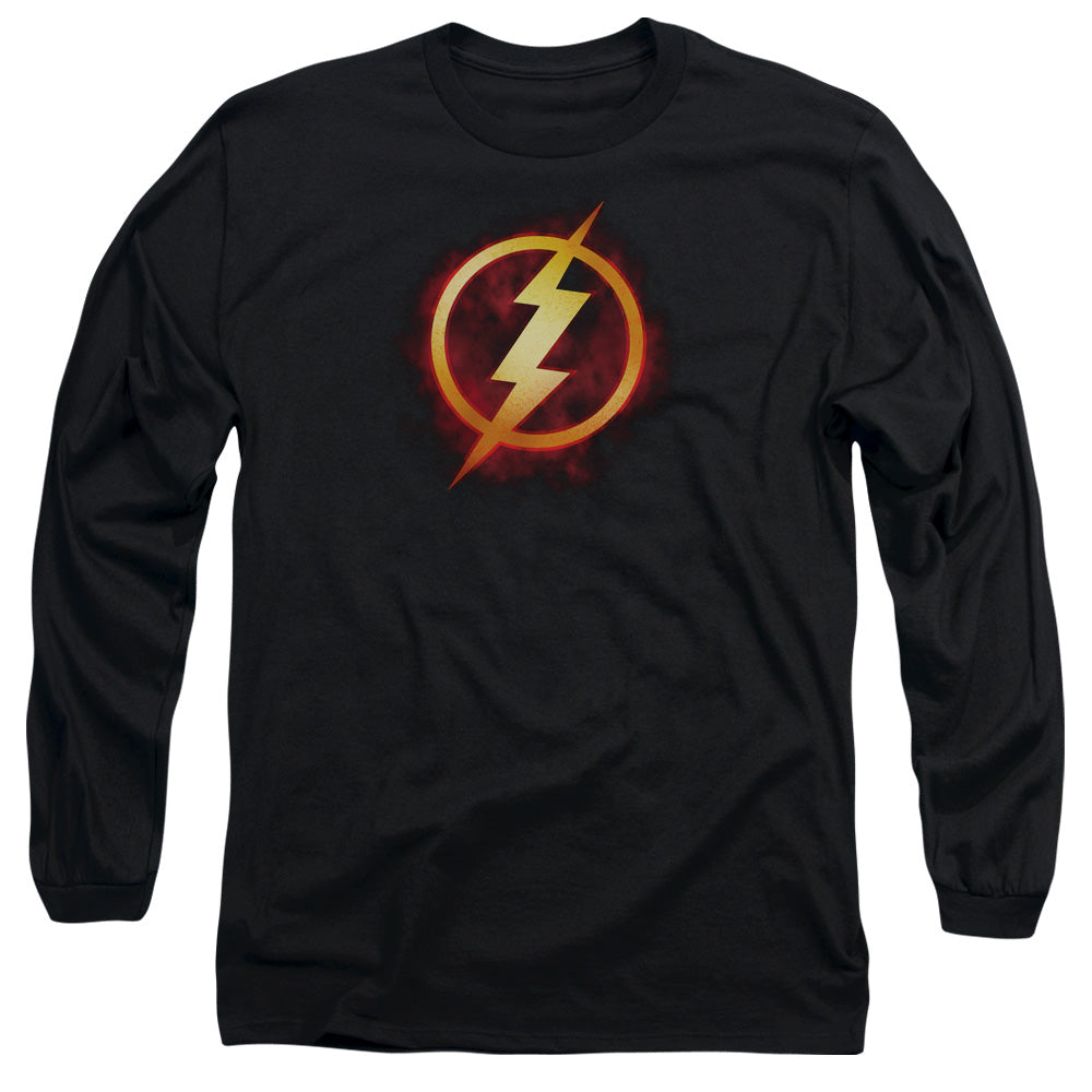 Jla Flash Title Mens Long Sleeve Shirt Black Officially Licensed