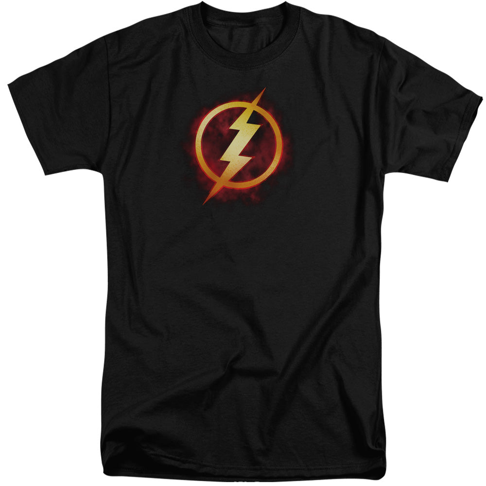 Justice League Flash Title Mens Tall T Shirt Black
