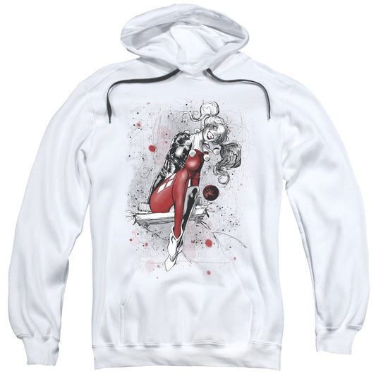Justice League Harley Sketch Mens Hoodie White