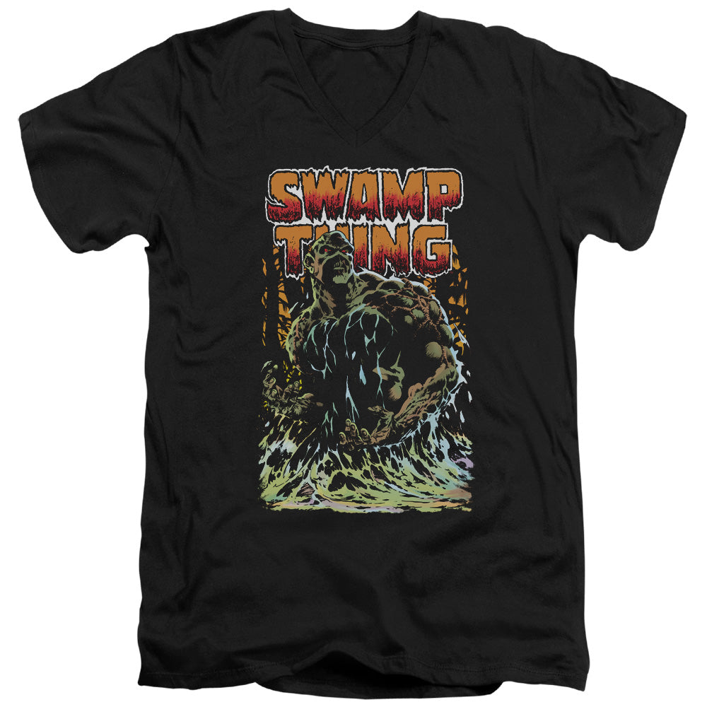Justice League Swamp Thing Mens Slim Fit V-Neck T Shirt Black