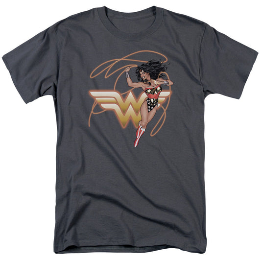 Justice League Of America Glowing Lasso Mens T Shirt Charcoal