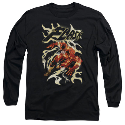 Jla Electric Run Mens Long Sleeve Shirt Black Officially Licensed