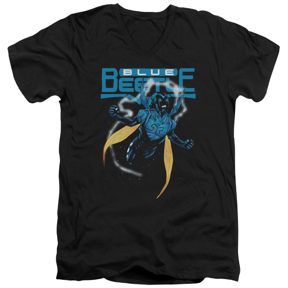 Justice League Blue Beetle Mens Slim Fit V-Neck T Shirt Black