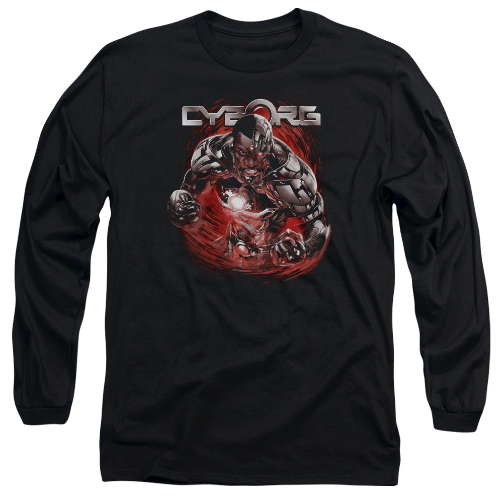 Justice League Engaged Mens Long Sleeve Shirt Black