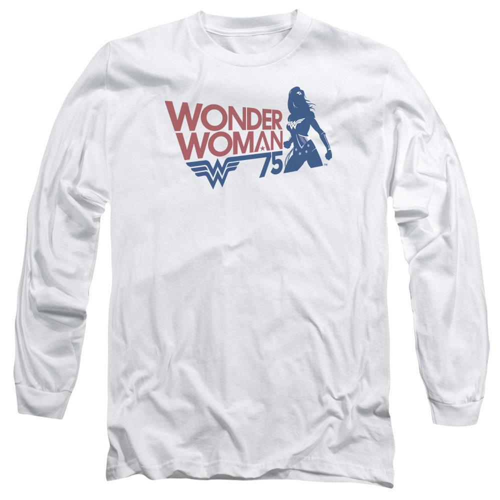 Wonder Woman Ww75 Silhouette Mens Long Sleeve Shirt White Officially Licensed