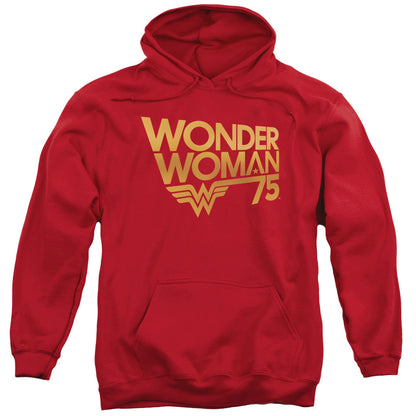Wonder Woman Wonder Woman 75th Anniversary Gold Logo Mens Hoodie Red