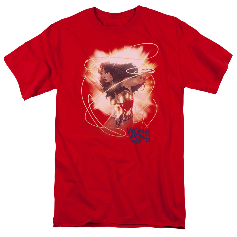 Wonder Woman 75Th Burst Mens T Shirt Red