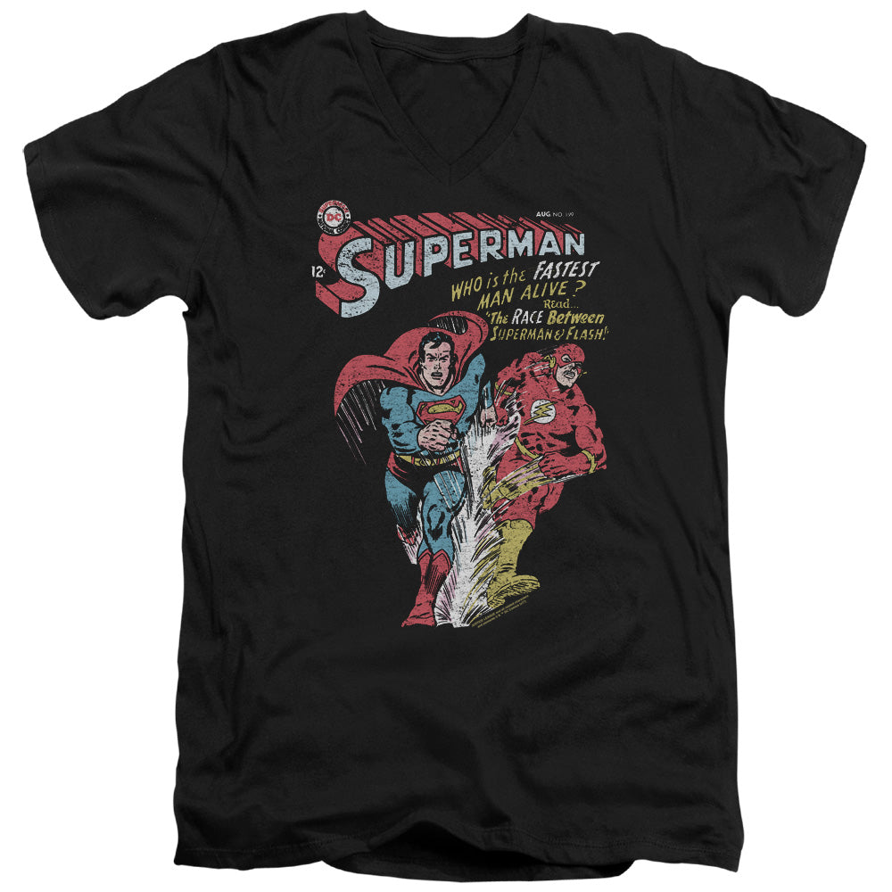 Justice League Fastest Mens Slim Fit V-Neck T Shirt Black