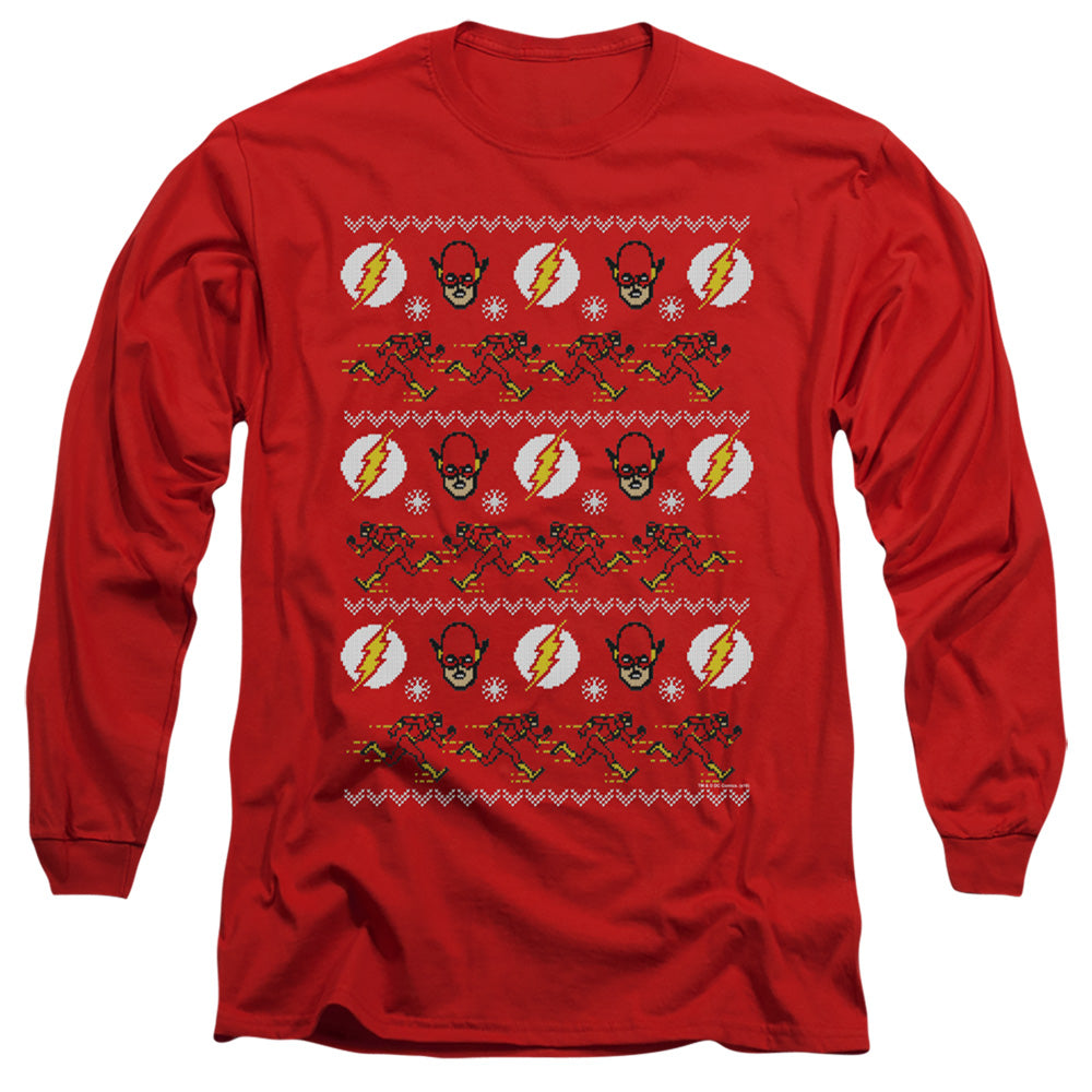Dc Flash The Flash Ugly Christmas Sweater 
 Mens Long Sleeve Shirt Red Officially Licensed