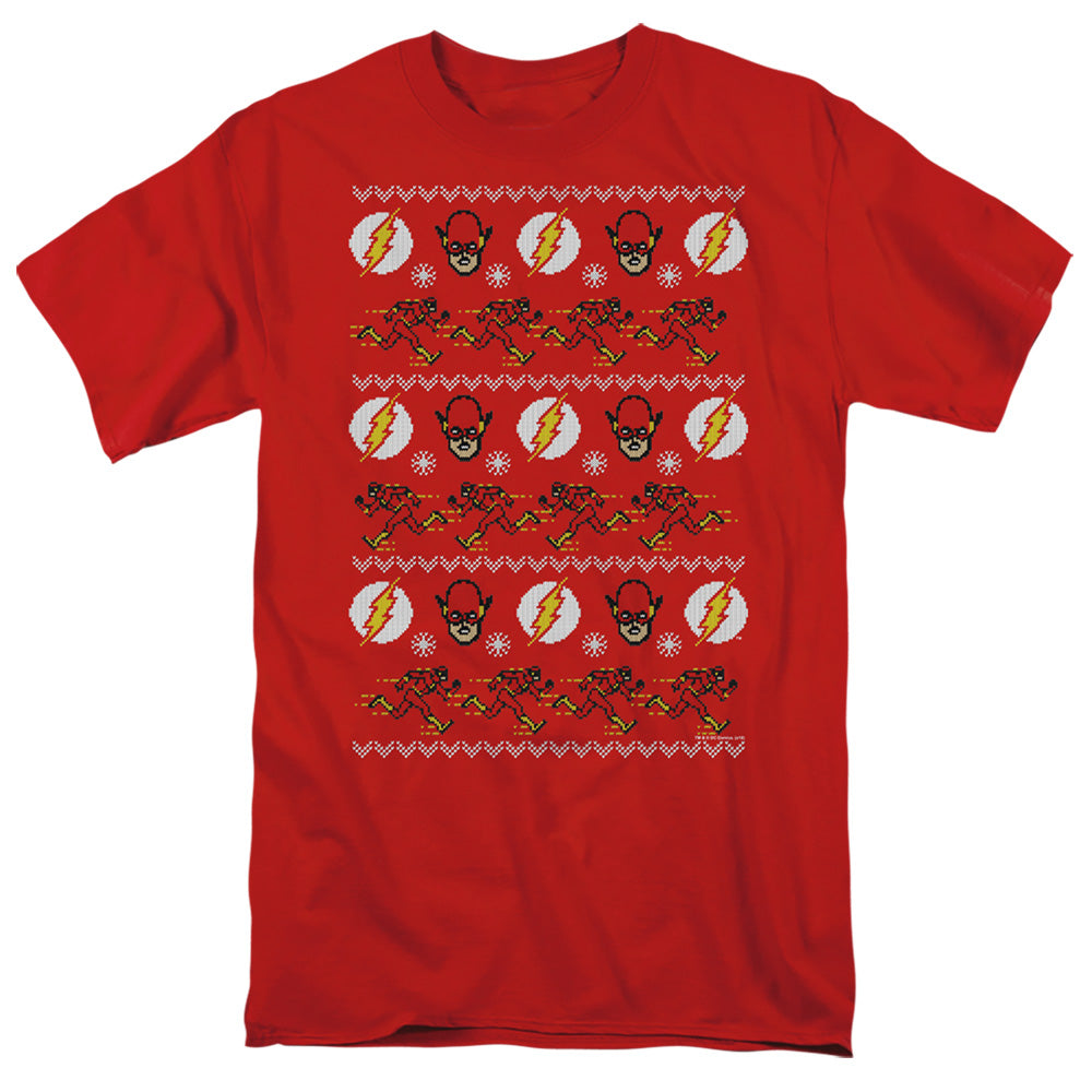 Dc Flash The Flash Ugly Christmas Sweater 
 Mens T Shirt Red