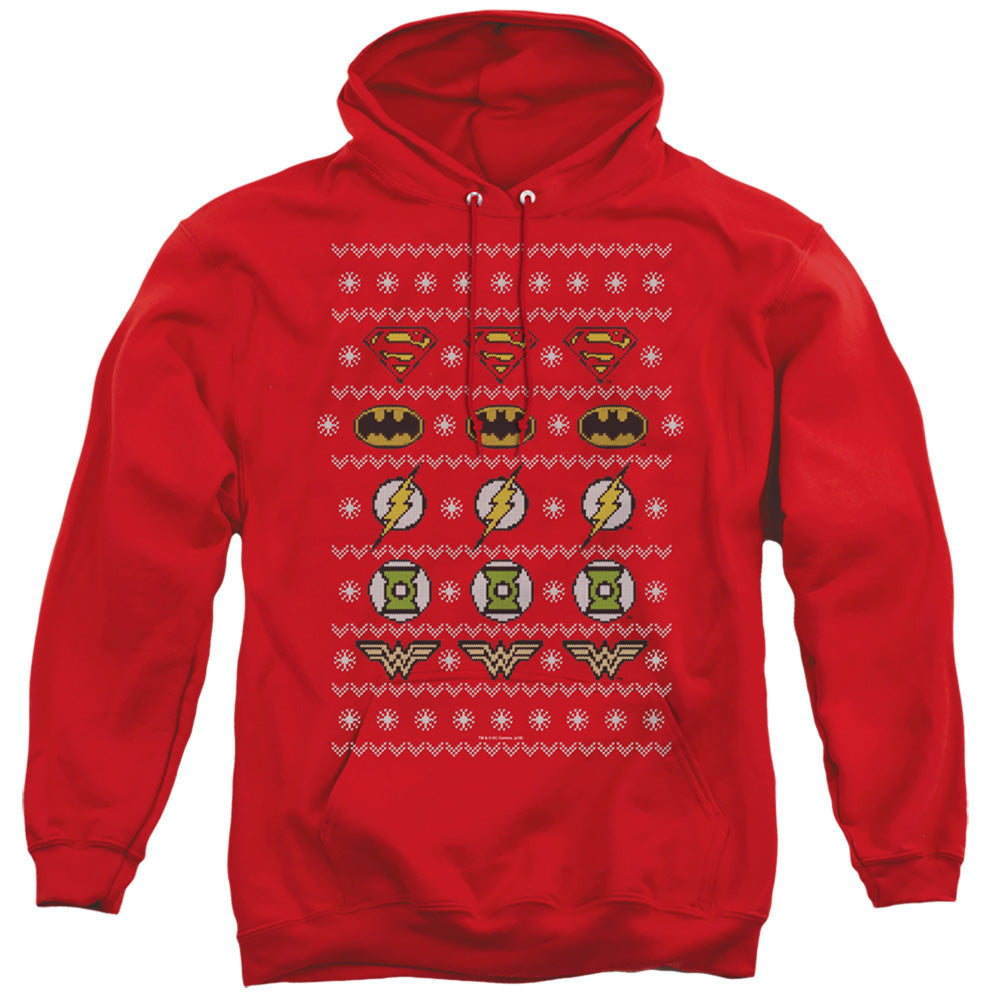 Justice League Justice Shields Christmas Sweater Mens Hoodie Red