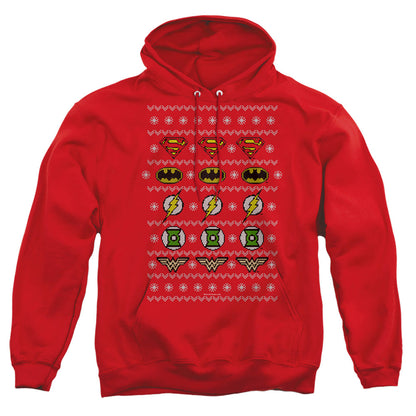 Justice League Of America Justice Shields Christmas Sweater 
 
 Mens Hoodie Red
