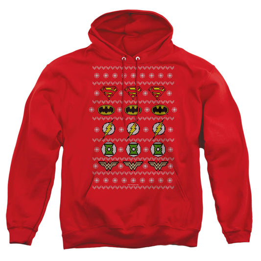 Justice League Of America Justice Shields Christmas Sweater 
 
 Mens Hoodie Red