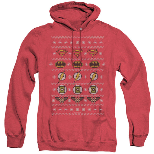 Justice League Of America Justice Shields Christmas Sweater 
 
 Heather Mens Hoodie Red