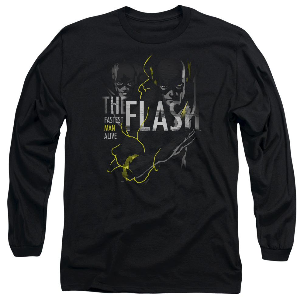 Dc Flash Bold Flash Mens Long Sleeve Shirt Black Officially Licensed