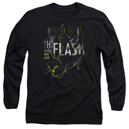 Dc Flash Bold Flash Mens Long Sleeve Shirt Black Officially Licensed