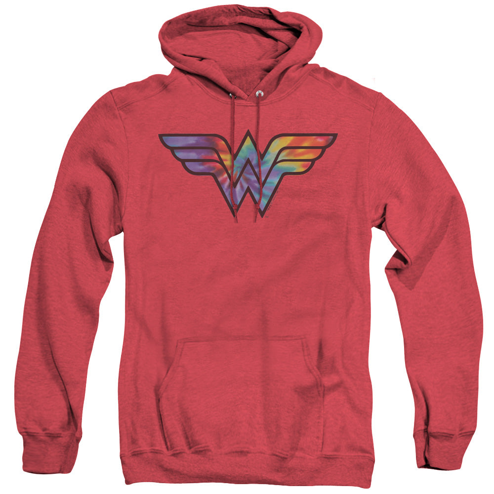 Dc Wonder Woman Wonder Woman Tie Dye Logo Heather Mens Hoodie Red