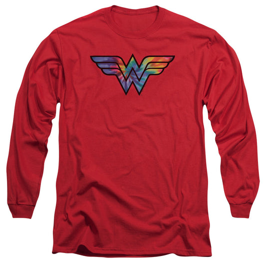 Dc Wonder Woman Wonder Woman Tie Dye Logo Mens Long Sleeve Shirt Red Officially Licensed