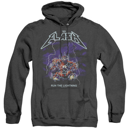 Dc Flash Run The Lightning Heather Mens Hoodie Black