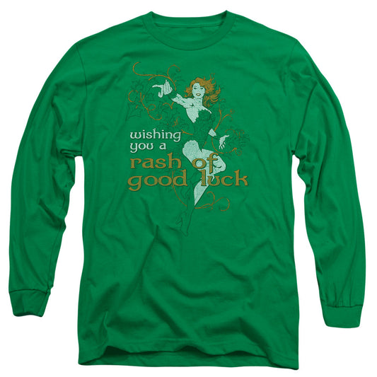 Jla Rash Of Good Luck Mens Long Sleeve Shirt Kelly Green Officially Licensed