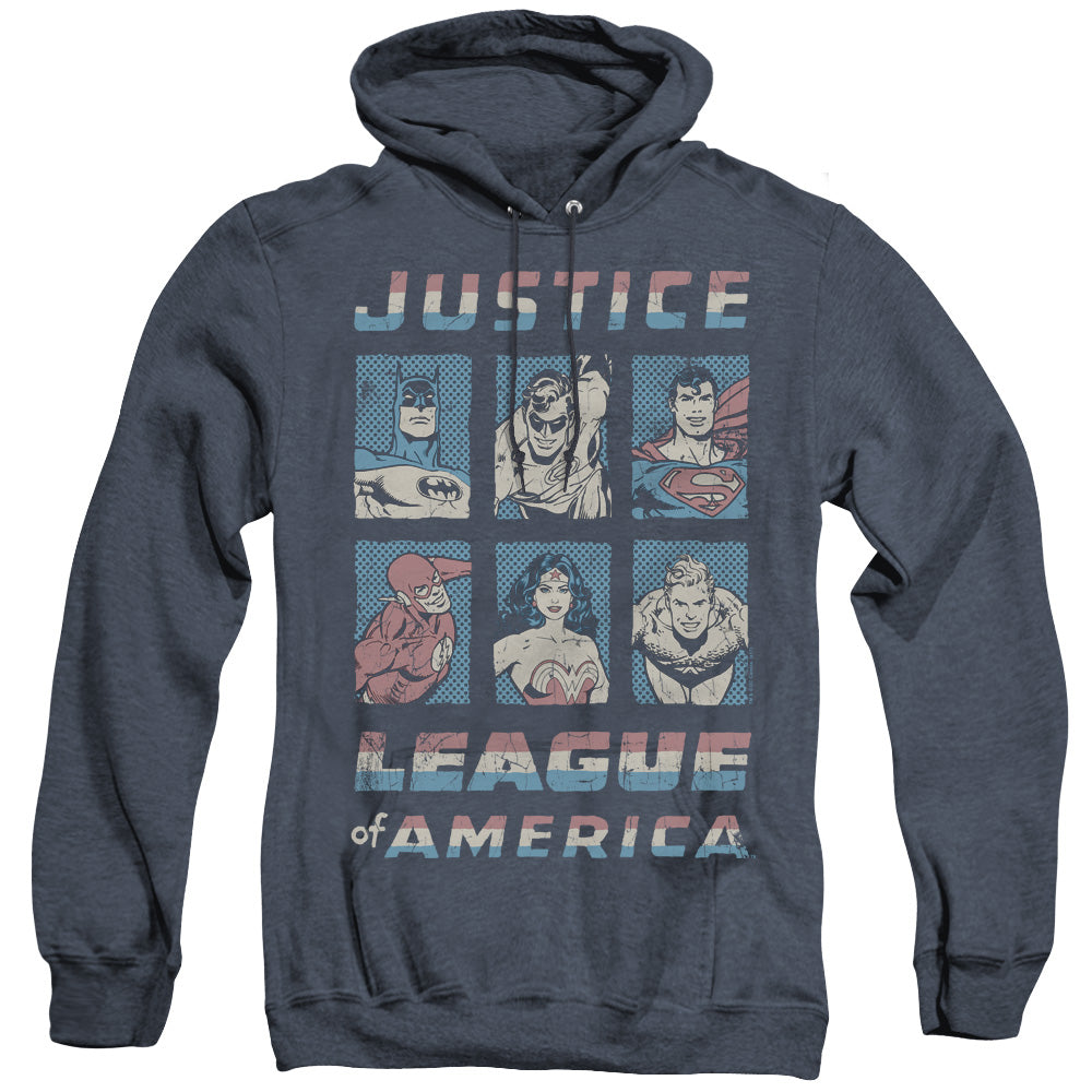 Justice League American League Heather Mens Hoodie Navy Blue