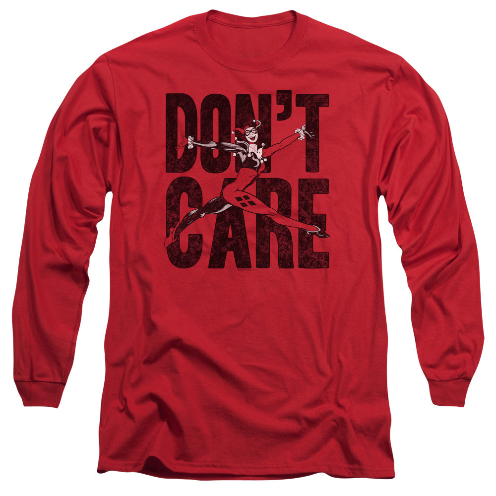 Justice League Don’t Care Mens Long Sleeve Shirt Red