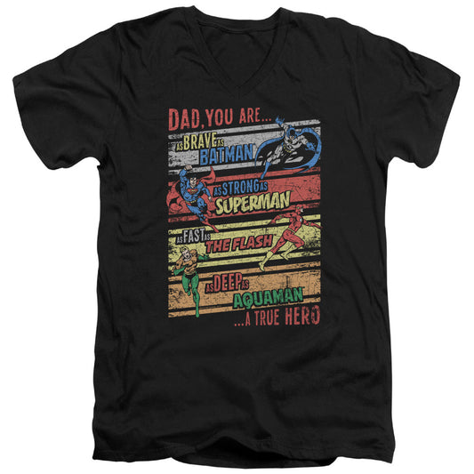 Justice League a True Hero Mens Slim Fit V-Neck T Shirt Black