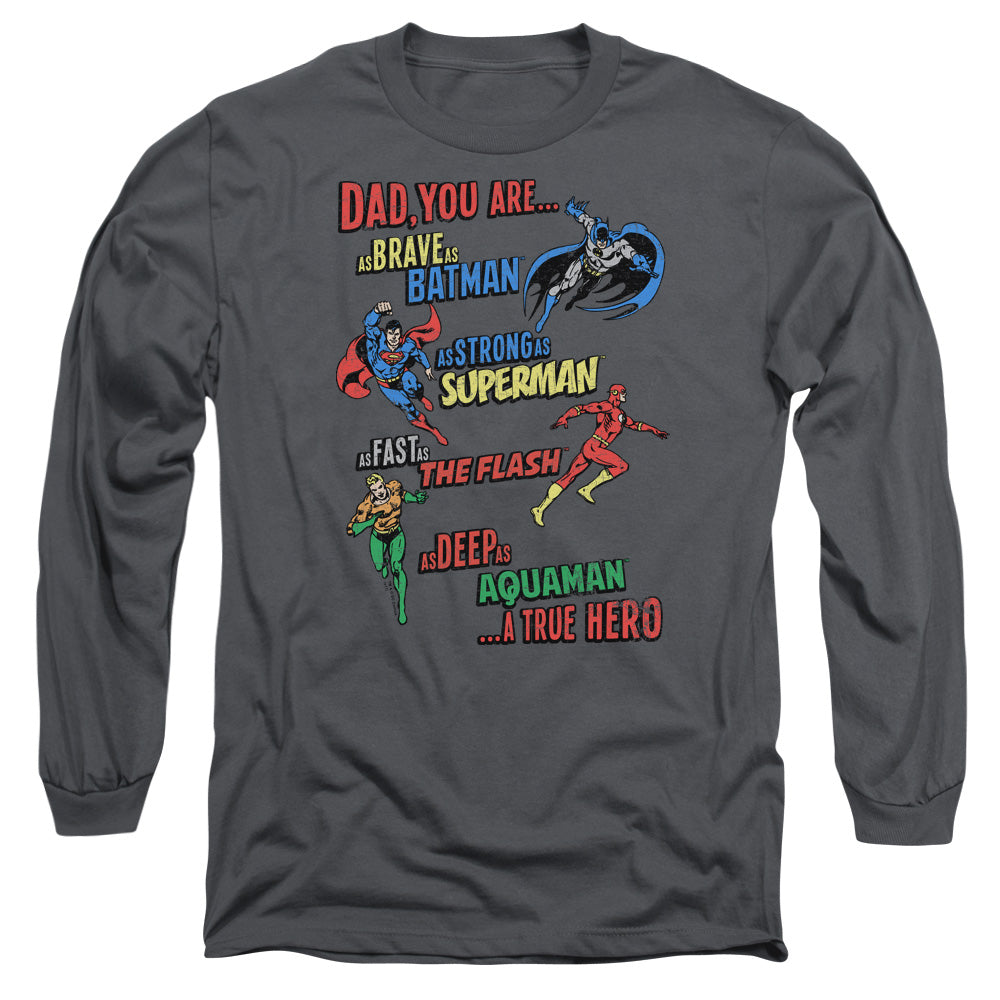 Justice League Dad Hero Mens Long Sleeve Shirt Charcoal